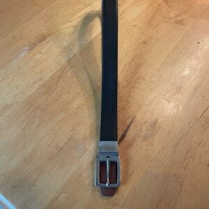 Men's Black (inside brown)Leather Belt silver belt buckle 
length 38”
